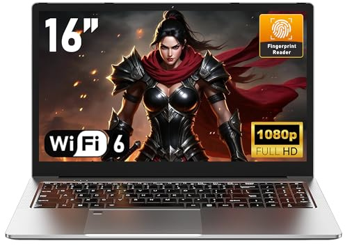 NAIKLULU 16 Inch 2025 Gamer Laptop R-7 5825U Processor (2.0 to 4.5 Ghz), 32GB RAM 1TB SSD Gaming Notebook Computer with Backlit Keyboard/Fingerprint Unlocking/Type-C/Webcam/Touchpad/Wifi 6