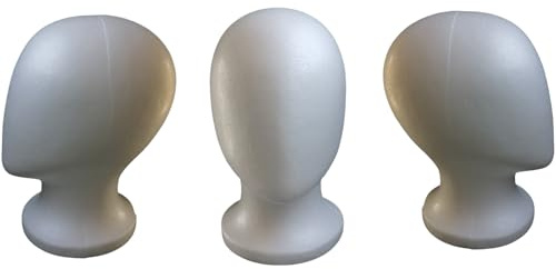Genérico Cabeza de maniquí (3 unidades), soporte para pelucas, cabeza sin rostro de espuma, expositor de pelucas, soporte para maniquí de espuma y herramienta para peinar el cabello