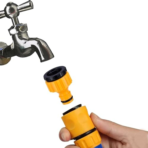 ESTABA Threaded Tap Hose Connector, Hose Tap Connector 1/2 Inch and 3/4 Inch 2-in-1 Faucet Adapter & 1/2 Inch Garden Hose Quick Connector, for Car Washing & Garden Kitchen Hose Connection