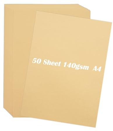 AolKee 50 Blätter Braun papier A4, 140gsm, 29.7 x 21cm, für Handwerk Hochzeitseinladungen, Handwerk, Druckerpapier A4