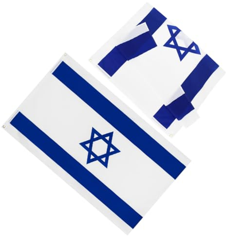 FONDOTIN 2 pièces Drapeau Israël Polyester Résistant Décoration Extérieure Fête Nationale