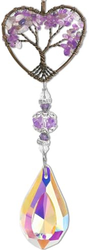 Sun Catchers for Windows, Crystal Tree of Life Gifts for Women | Suncatcher Crystal Spiritual Gifts for Ladies Girls Home Garden Car Decor Christmas (Heart Shape)