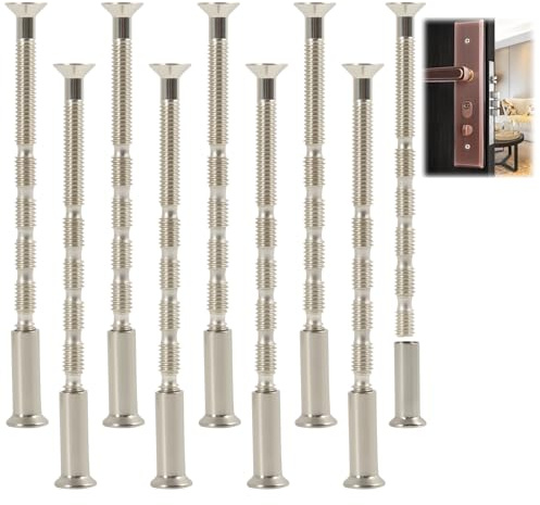 20 Pcs M4 Door Handle Screws Universal, Through Bolts for Door Handles, M4 Connecting Bolts & Sleeves, Nickel Plated Steel Screws Replacement Fixings for Door Handles Knobs Escutcheons Interior Doors