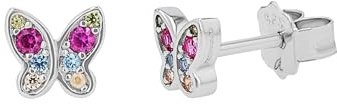 TOM TAILOR - Mädchen Ohrringe 925 Silber - mit Zirkonia Stein - Schmetterling Ohrstecker