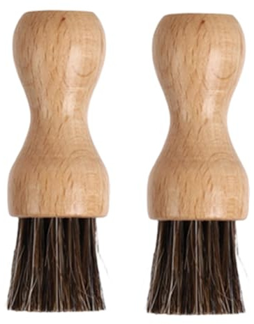 KAHZOR 2 Pièces Brosses à Cirage Professionnelles en CRIN de Cheval, Brosses en Bois pour Application de Cire et Cirage à Chaussures, Brosse Cirage, Chaussures, Sacs, Entretien Cuir