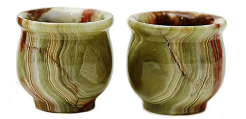 Radicaln Juego de 2 vasos de chupito de mármol de 5 cm, ónix verde, hechos a mano, para accesorios de bar, ideal para vodka, whisky y tequila para bar en casa