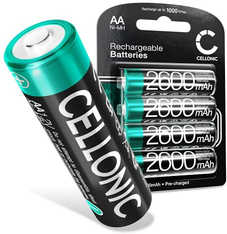 CELLONIC 4X Batterie pour Éclairage/Lampe de Poche Compatible avec Maclean MCE03,MCE121 B,MCE121 S - (2600mAh, 1.2V)