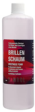 Brillenreiniger Brillenschaum 250 ml Nachfüllflasche Made in Germany - Alkoholfrei Farblos professionellen Reinigung von Brillen