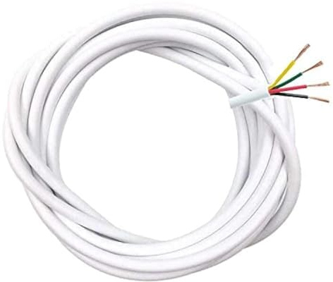 BlueXP 5M Electrical Wire 4 Core PVC Electrical Flex Copper Core Cable 4 x 0.3mm² Round Mains Power Cable Insulated Cuttable Extension for Installing Low-Power Appliances Control Lines-White