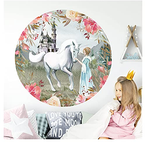 Little Deco Wandtattoo Prinzessin & Einhorn DL588 M - 60 x 60 cm (BxH)