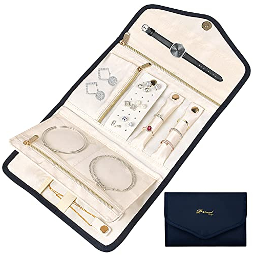 NATUCE Tasche mit Schmuckrollen für Reisen, faltbar, Aufbewahrungstasche für Schmuck, Organizer, Schmuckbeutel, zur Aufbewahrung von Armbändern, Halsketten, Ringen