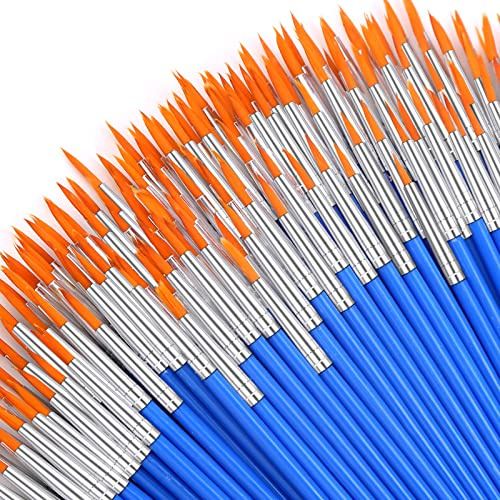 100Pcs Paint Brushes Small, Anezus Fine Paint Brushes Set Detail Brushes for Classroom Model Canvas Face Nail Art Acrylic Watercolor Craft Supplies