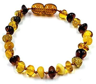 Amber Jewelry Shop Bernstein Armband/Fußkettchen Länge 14 cm Baltischer Bernstein – 100% Handarbeit (mehrfarbig)