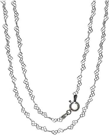 Treasure Bay Womens Silver Necklace 925 Silver 3mm Heart Links Chain Necklace Choker Layer Stack Necklace Length 16 18 19 20 21 22 24 in