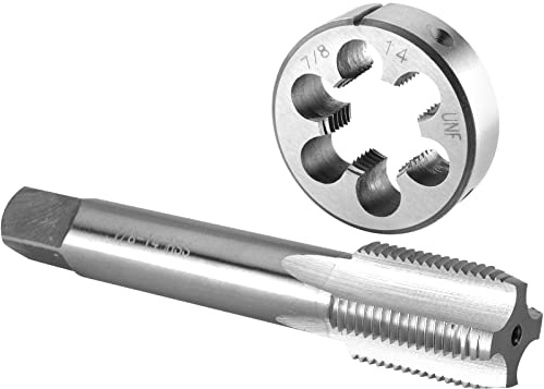 Burkit 7/8-14 UNF Tap and Die Set, 7/8 x 14 UNF Machine Thread Tap and Round Die Right Hand