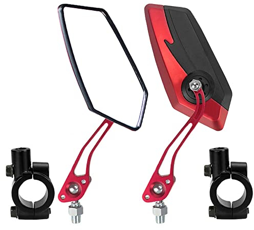 ETOPARS Specchietti Retrovisori Moto da 10mm 8mm Rosso Specchietto Moto Manubrio Alluminio Specchi Retrovisori Laterale Specchio Rotazione Regolabile con 7/8 Montaggio