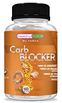 Healthy Fusion Carb Blocker | Puissant bloqueur de graisses et de glucides | Action amincissante | Formule Sugarlock | Graines de Cacao, Pulpe d'Orange, Fibres de Chicorée | 60 gélules