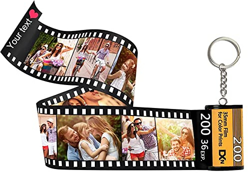VEELU Porte Clé Personnalisée avec Photo Rouleau de Film Caméra Colorée Porte-clés Multiphoto Personnalisé Album Photo Rétro Vintage Cadeau Personnalisable Noel Anniversaire