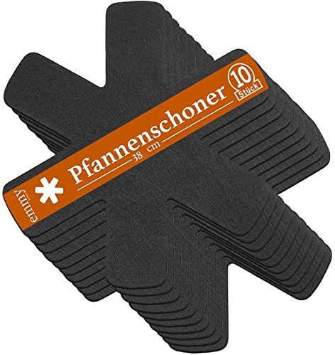 Emmy Home Pfannenschoner - Pfannenschutz Filz Stapelschutz, 38 cm Extra Dicke Topfuntersetzer Anpassbare Größe Topfschoner (Schwarz, 10er)