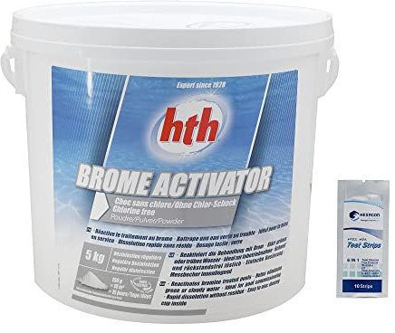 HTH Brome ACTIVATOR Oxygen Shock Granulés - 5kg | Activateur de Brome - Oxygène Actif Choc - Désinfection Choc sans Chlore - Dissolution Rapide + 10 Tests HPS OFFERTS 6 en 1