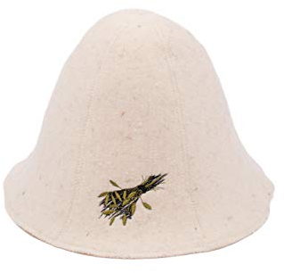 Ger3as Sauna Hat Wool 100% with Embroidery Tub and Bath Broom Hat Sauna Cap