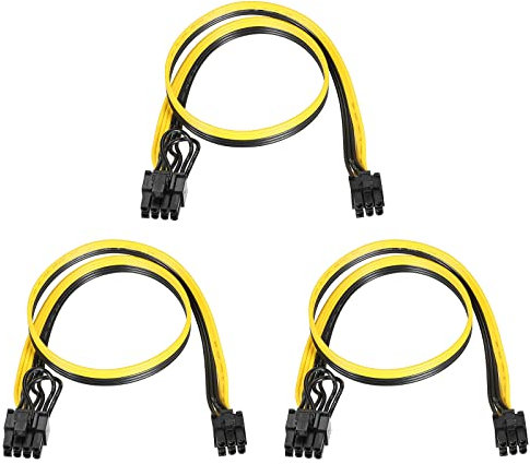 PATIKIL PCIe Cable 6 Pin Male to 8 Pin (6+2) Male GPU Power Supply Cable PCI Express Power Adapter Cable 520mm/20.5 for Graphics Card, Pack of 3