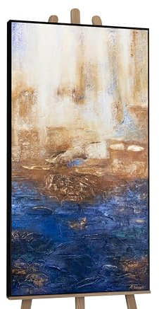 YS-Art Abstrakt Acrylbild auf Leinwand Marine II blau gold Vertikal