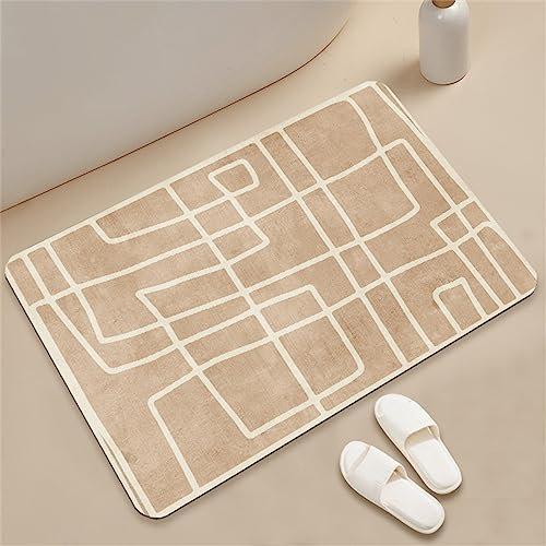 Badezimmerteppich, Badematte, FußMatte, Badteppich 70x120cm, Badvorleger, Badematte Badteppich Badvorleger Rutschfest Waschbar, Teppich Badezimmer Teppiche, Bathroom Mat, Bath Mat, Badematten, Braun