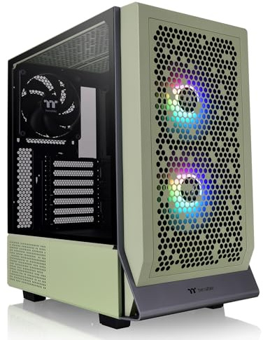 Thermaltake Ceres 300 Matcha Green Mid Tower E-ATX Computer Case con pannello laterale in vetro temperato; 2xCT140 ARGB Fan preinstallato; slot PCIe rotazionali; CA-1Y2-00MEWN-00; 3 anni di garanzia