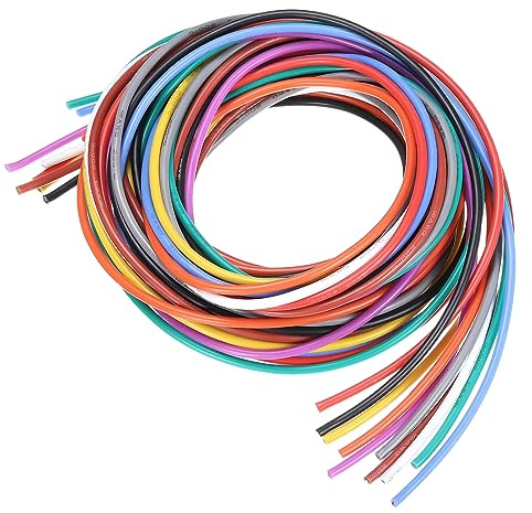 QUARKZMAN 14AWG Kabel Elektrischer Draht 2,08 mm² Verzinntes Kupferkabel 1,5 Meter Stromkabel 10 Farben, Hohe Temperatur Leitung Erdkabel Litzenkabel Verlängerungskabel für Kfz Kabelkanal