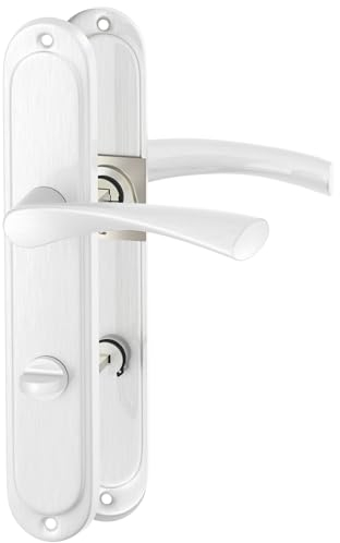 ERGO line ROMA Silber, klassische Türbeschlag Türgriff für Badtüren Langschild Drückergarnitur, Türbeschlag, Türklinke, Türdrücker