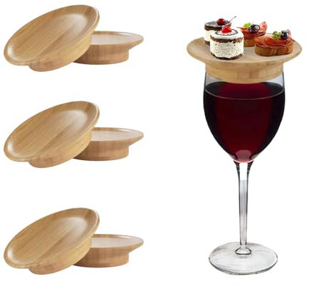 IUSOT Juego de 6 piezas de decoración de copas de vino, juego de charcutería para copas de vino, juego de mesa de charcutería de madera para bebidas, postres y suministros de fiesta