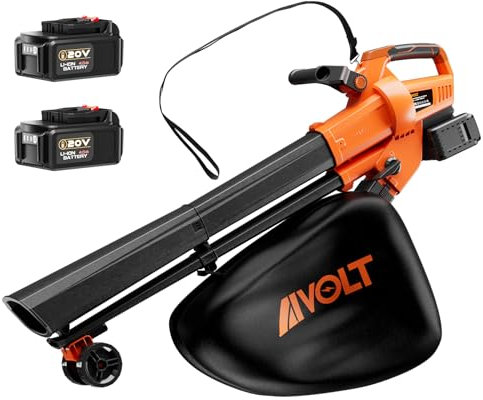 AIVOLT 40V Leaf Blower and Vacuum, 8000mAh Battery with Dual-port Charger, Cordless leaf Collector with Turbo Boost, 257km/h, 17m³/min, 15:1 Shredding Ratio for Lawn Clean, Leaves and Debris