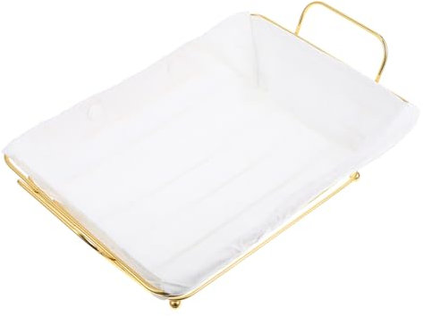 Mobestech Bread and Fruit Storage Basket with Large Capacity Iron Wire Basket and Multifunctional Design Rectangular Elegant Gold Metal Wire for Kitchen Storage Suitable for Pantry