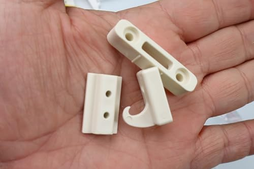AWITALIA - kit di Ganci Gancio antinfortunistico per Zanzariera Laterale, seconda Generazione, 3 Pezzi, Vari Colori nostra produzione, NO STAMPA IN 3D, stampaggio a fusione. (Avorio, Kit 2 Ganci)