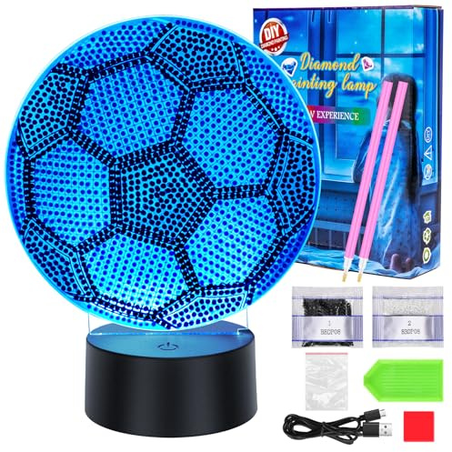 Zoyomax Diamond Painting nattlampa, presenter till vuxna, 3D kreativ diamantmålning lampa fotboll, jul födelsedagspresent