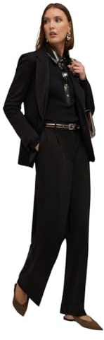 Motivi: Pantaloni Palazzo con Pieghe Nero. 44 Stagione Autunno Inverno 2025