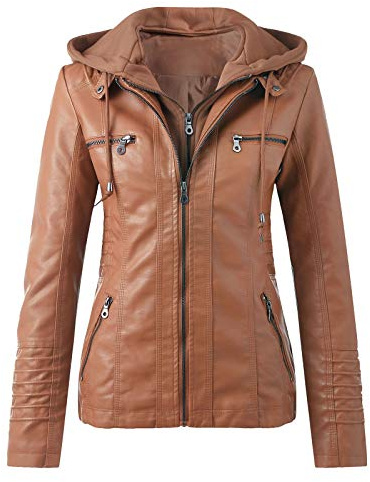 Chaqueta de cuero para mujer con cremallera, abrigo con capucha, chaqueta corta de piel sintética, chaqueta con capucha, tallas grandes, chaquetas de moto de manga larga para primavera, otoño, ropa de