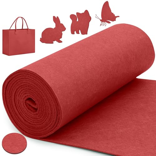 Votoko Filzrolle Filzstoff, 30cm x 300cm x 3mm Polyester Filzunterlage, Bastelfilz für DIY Aufbewahrungstasche Patchwork Nähen Basteln Handwerken, Filzmatte zum Zuschneiden Dekoration (Burgunderrot)