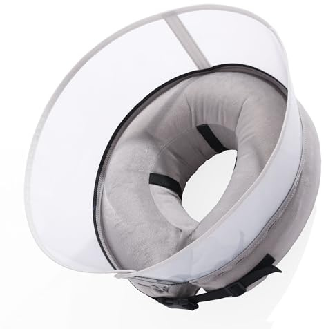 PEUZ Aufblasbare Halskrause für Hund – Verstellbarer Leckschutz Hund Umfang 30-38 cm, Komfortabler Schutzkragen nach OP – Grau M