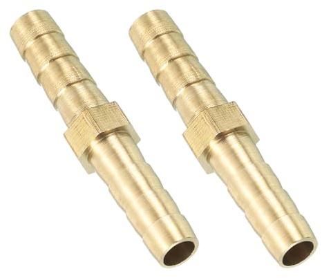 QUARKZMAN 6mm Schlauchverbinder Messing Doppelnippel Kupplung, 2 Stück Schlauchverbinder Benzinschlauch Schlaucharmaturen Gartenschlauch zum Verbinden von Luftschläuchen