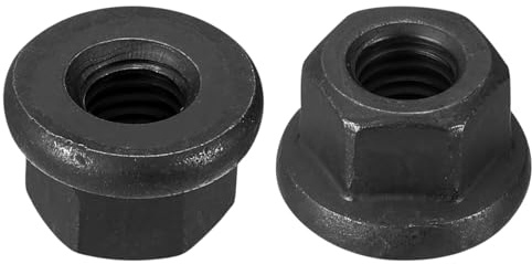 TOP-VIGOR M8 Flange Hex Nuts, 2 Grade 12.9 Carbon Steel Lock Nuts with Black Oxide Finish, Heavy Duty Flange Thread Nut for Machinery and Automotive