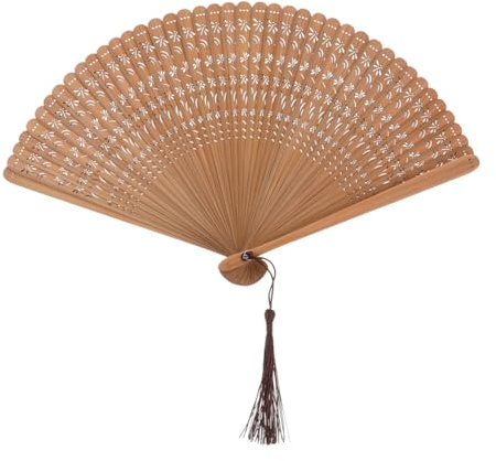 FRCOLOR Abanico Plegable De Bambú Completo Ventilador De Mano PequeñO Negro Calado Estilo Tradicional Chino Y JaponéS Abanico PortáTil Para Mujer Ideal Para Verano Y Eventos Tradicionales
