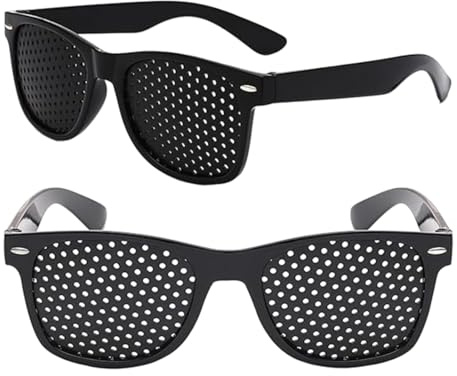 KinetiCore 5.0 Rated 2 Pairs Pinhole Glasses, Unisex Grid Glasses for Eye Muscle Relaxation, Screen Eye Strain Relief & Visual Fatigue Reduction, Black One Size for Adults & Teens