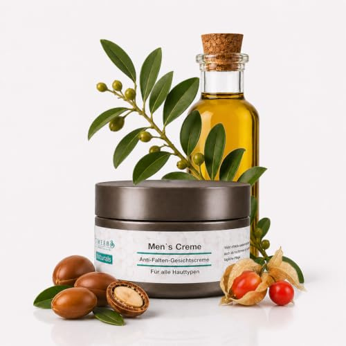 TBS Ayurvedische, natürliche Anti-Aging-Gesichtscreme für Männer | 24-Stunden-Feuchtigkeitspflege mit Sheabutter, Arganöl, Ashwagandha & Vitamin E | Für alle Hauttypen – 100 ml