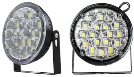 YLTBQkz 2 Stücke 12 V 18 LED Runde Auto Nebelscheinwerfer Fahren Tagfahrlicht Weiß Kompatibel mit 12 V Fahrzeuge
