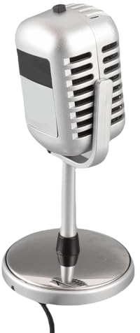 Asixxsix Microfono Vintage, Suono Chiaro, Angolo Regolabile, Microfono Dinamico, per Voce retrò, con Custodia per il Trasporto, Interruttore On/off, Filtro Low Cut, per Performance Sul Palco, Karaoke,