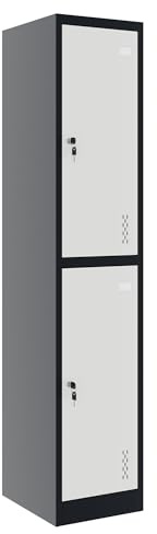 Weber Büro Spind COREX | 38 x 185 cm (2 Schließfächer), Stahlkorpus, Anthrazit/Weiß