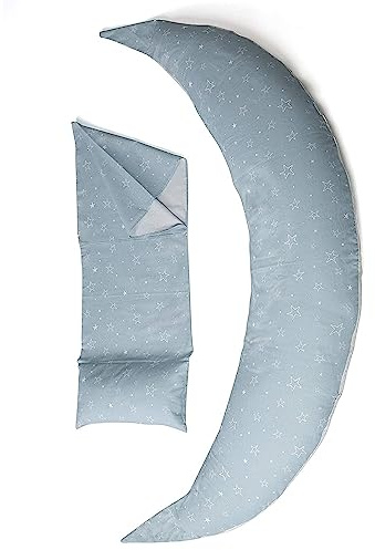 Nuvita 7100 DreamWizard Coussin d'allaitement 12 en 1 Microbilles – Coussin de Grossesse avec Support de Dos Ajustable - Housse Interchangeable Lavable 40C - Fabriqué en Italie (Grey Star)