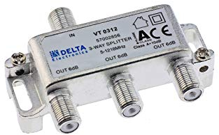 DCT Delta VT 0286, F-fördelare 2-fack 5 – 1000 MHz 3-fach Verteiler 5-1218 MHz VT 0312